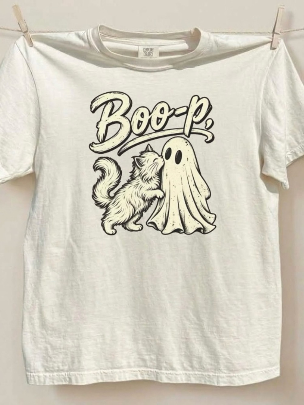 Retro Halloween Boo-Ps Ghost and Cat Comfort Colors Tee